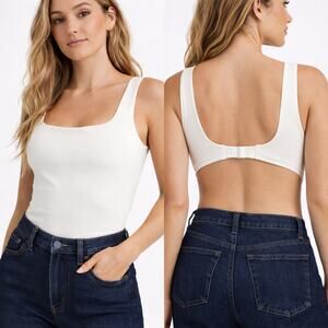 Free People Intimately FP Bodysuit XL Ivory Stretch Tank NWT